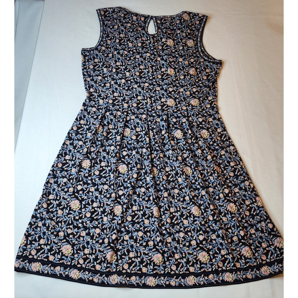 Max Studio Navy Floral Midi Dress with Pink and Light Blue Accents - Picture 5 of 10
